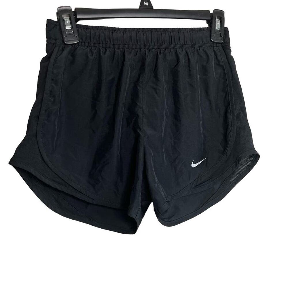 Nike Dri- Fit Black w/ White Logo Womens Running Athletic Shorts Size XS